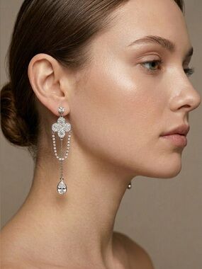 14.  Swarovski Crystal Earrings Rhodium plated💎